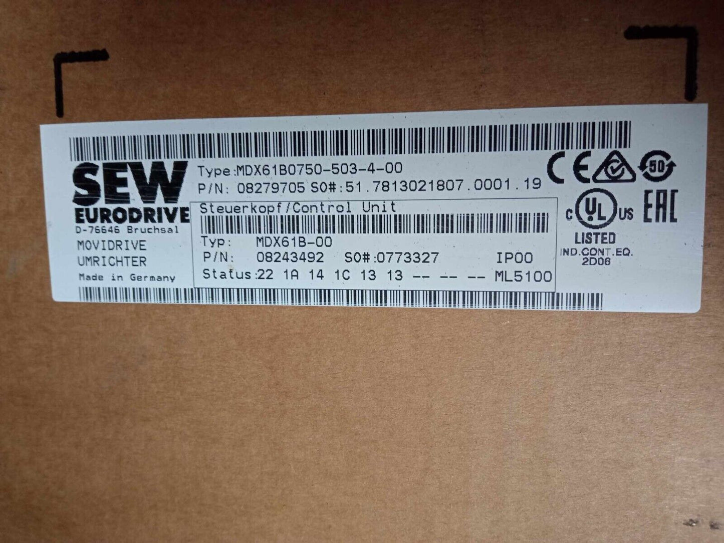 MDX61B0750-503-4-00, SEW, Movidrive inverter, new module, 75kW
