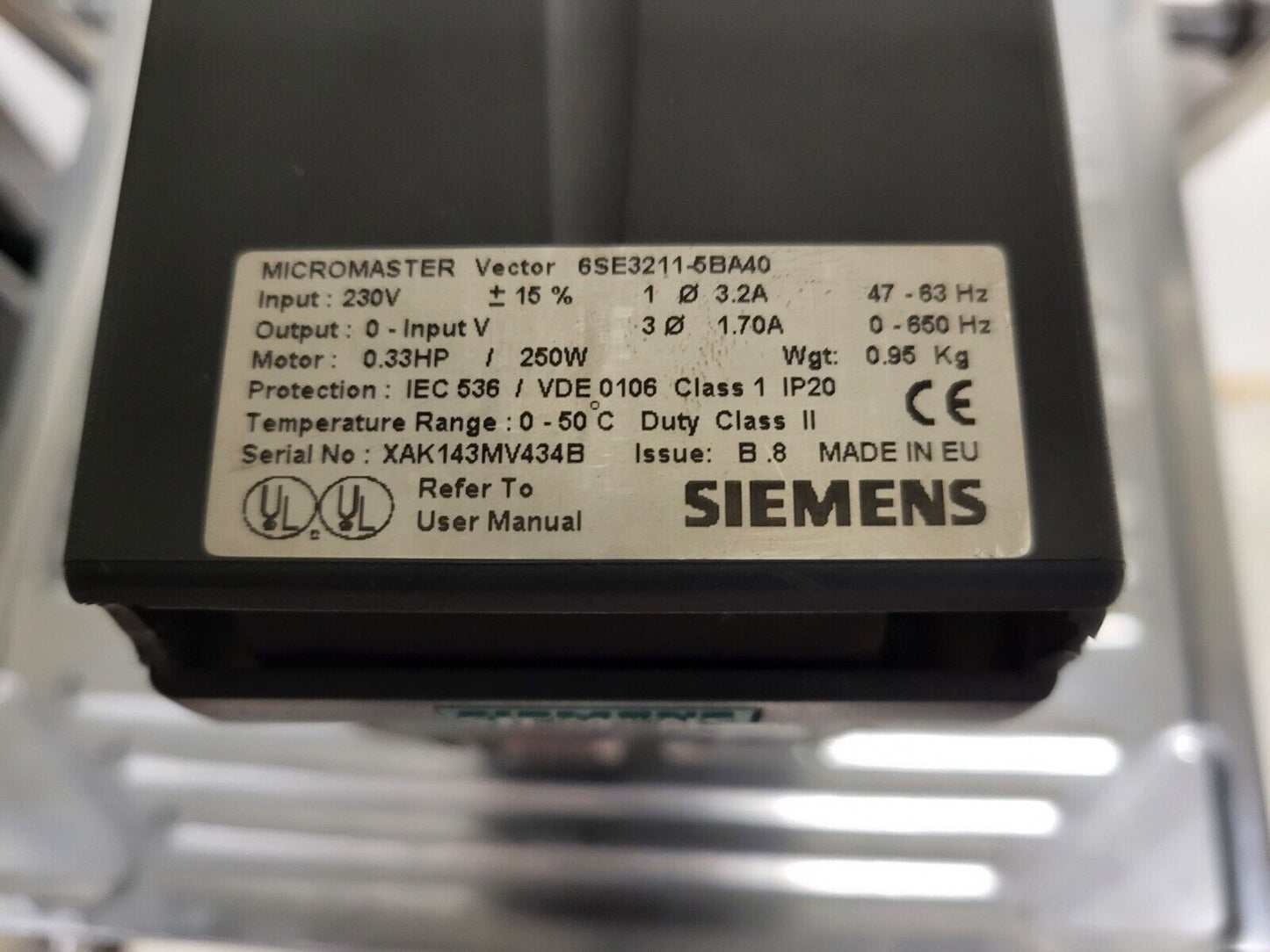 6SE3211-5BA40, Siemens, Micromaster Vector – MMV25-Antriebsmodul, 0,25 kW