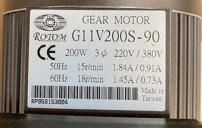 G11V200S-90, Rotom, forgácskihordó hajtóműves motor, 0.2kW, 0.25HP