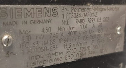 1FT5064-0AF01-Z, Siemens servo motor, 1.1kW