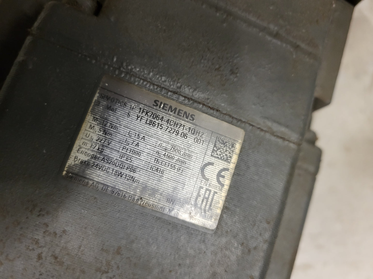 1FK7064-4CH71-1QH2 AC servo motor, Siemens, 2.4kW, 5Nm