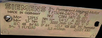 1FT5044-0AF71-1-Z, three-phase, permanent magnet motor, AC servo motor, 1.5Nm,