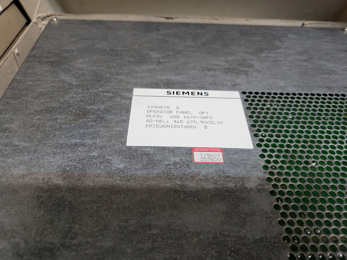 6DD1670-0AF0, SIMADYN D, OPERATOR PANEL, 0P1, Siemens
