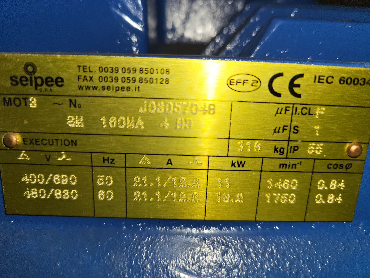 GM160MA4B3, J08057048, Seipee, dreiphasiger Elektromotor, 11 - 13,2 kW