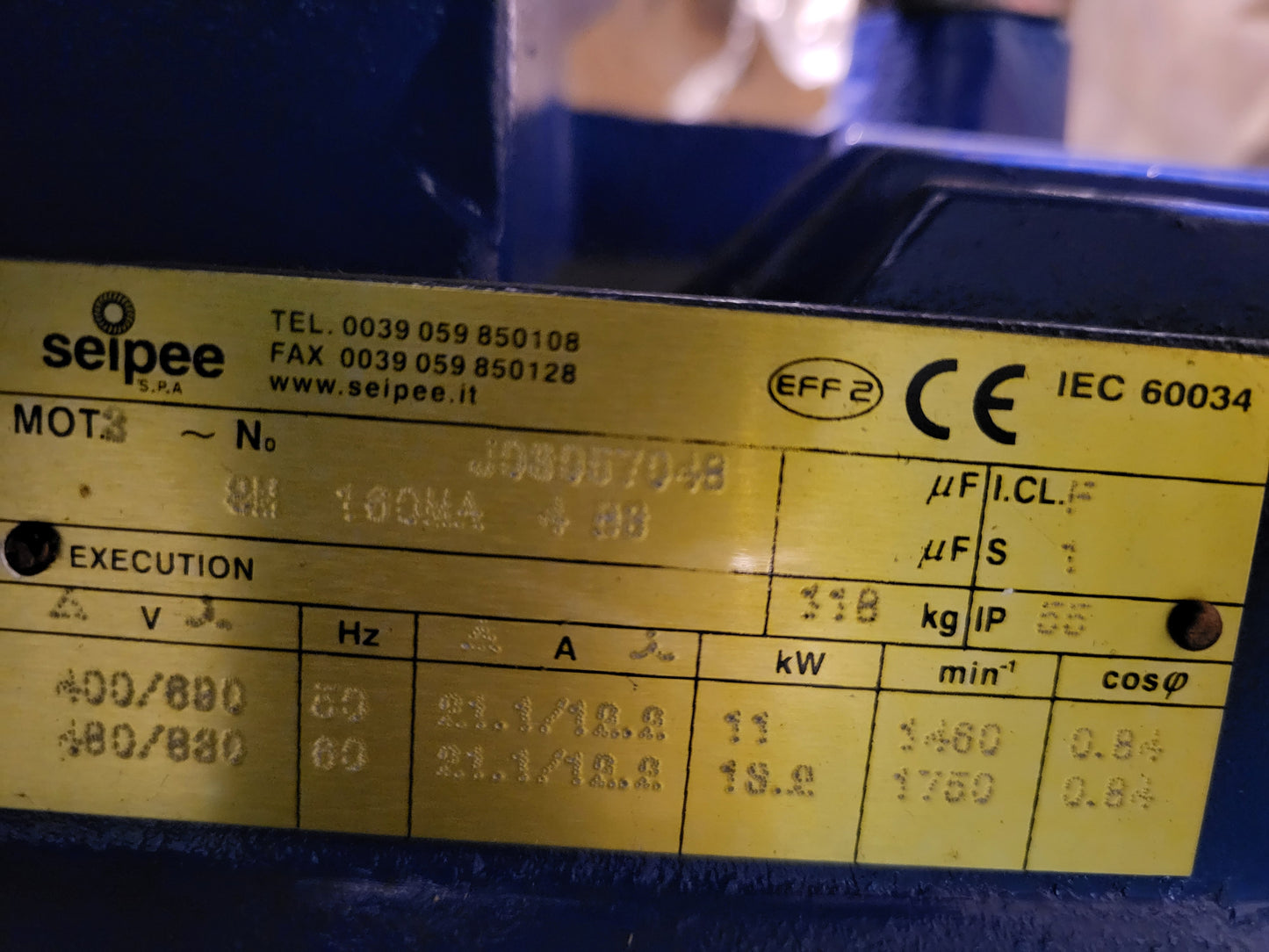 GM160MA4B3, J08057048, Seipee, dreiphasiger Elektromotor, 11 - 13,2 kW
