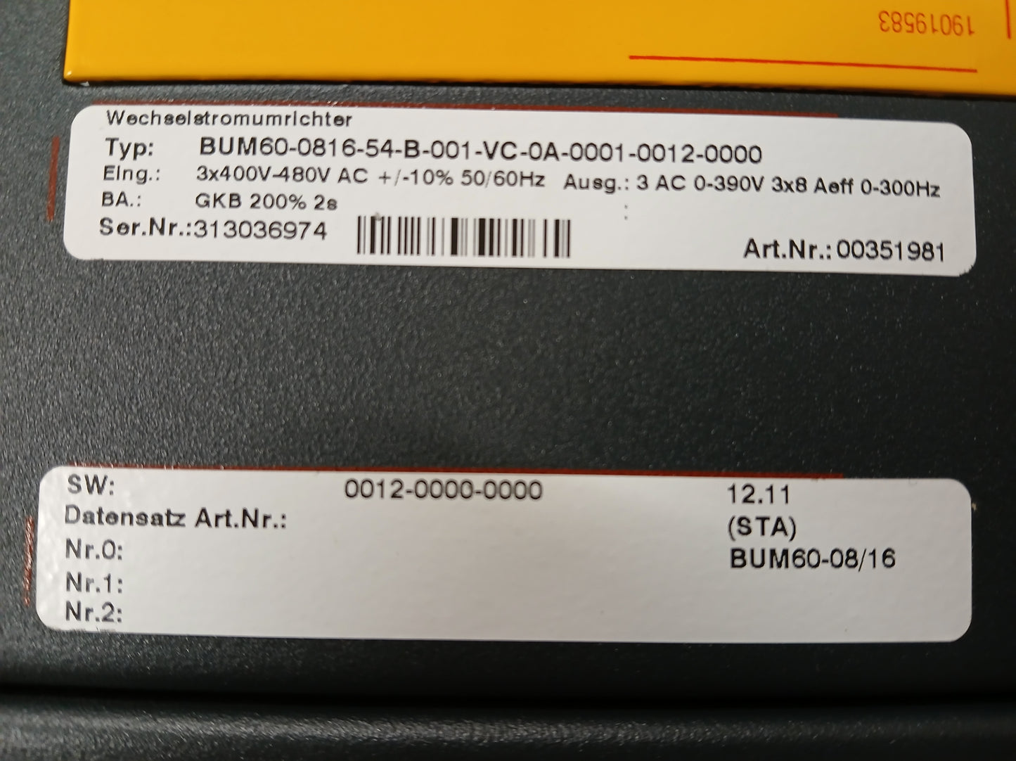 BUM60-0816-54-B-001 szervo tápegység (8A), BUM60- VC-0A-0001 vezérlőkártyával