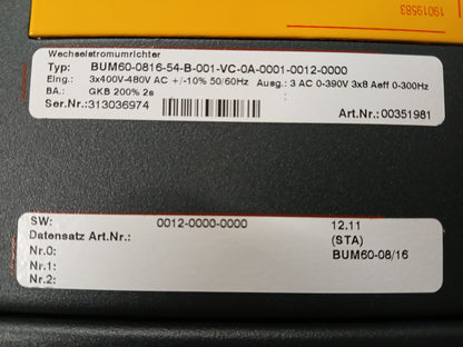 BUM60-0816-54-B-001 szervo tápegység (8A), BUM60- VC-0A-0001 vezérlőkártyával