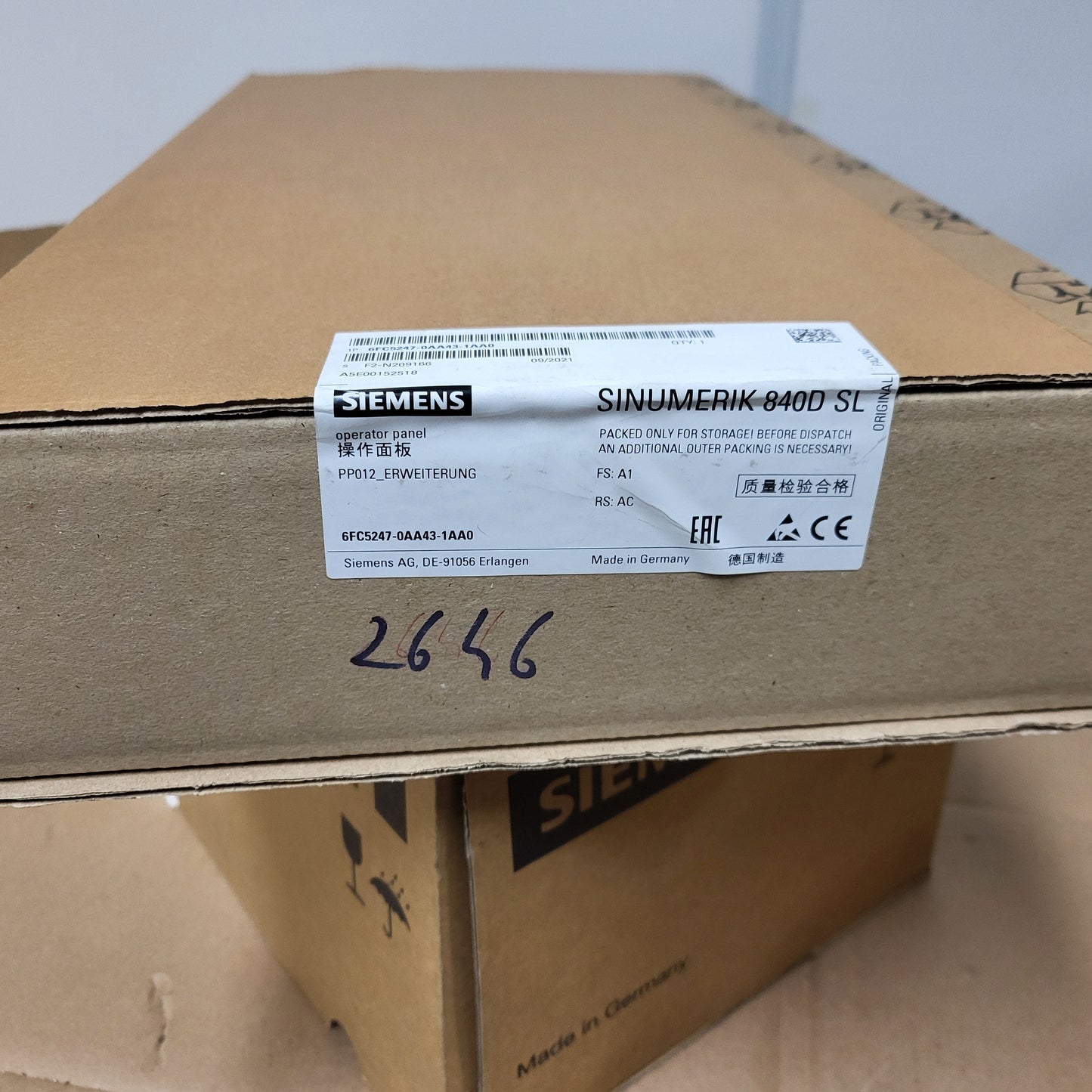 6FC5247-0AA43-1AA0, Sinumerik 840D sl, panel tombol tekan panel ekspansi 19 inci, Siemens