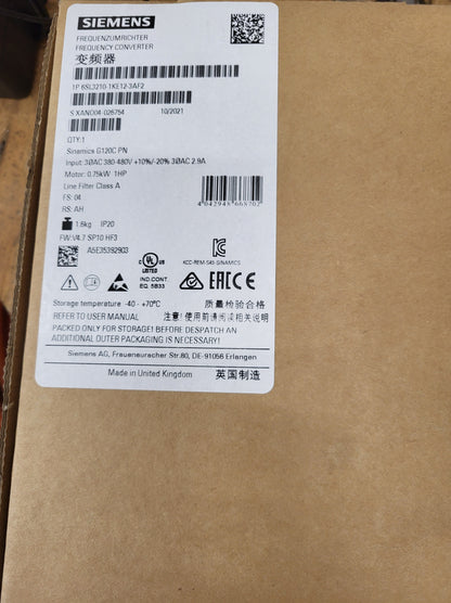 6SL3210-1KE12-3AF2, Sinamics G120C PN, 0.75kW frequency converter, Siemens