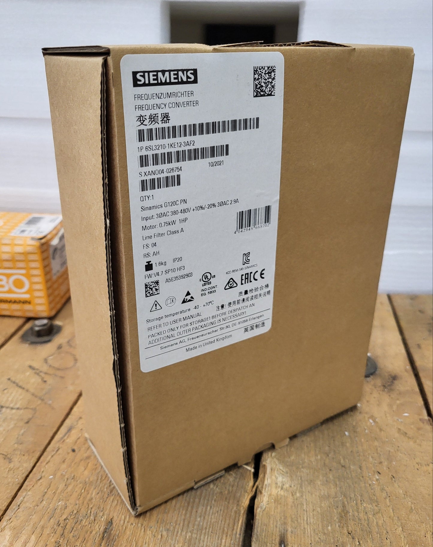 6SL3210-1KE12-3AF2, Sinamics G120C PN, 0.75kW frequency converter, Siemens
