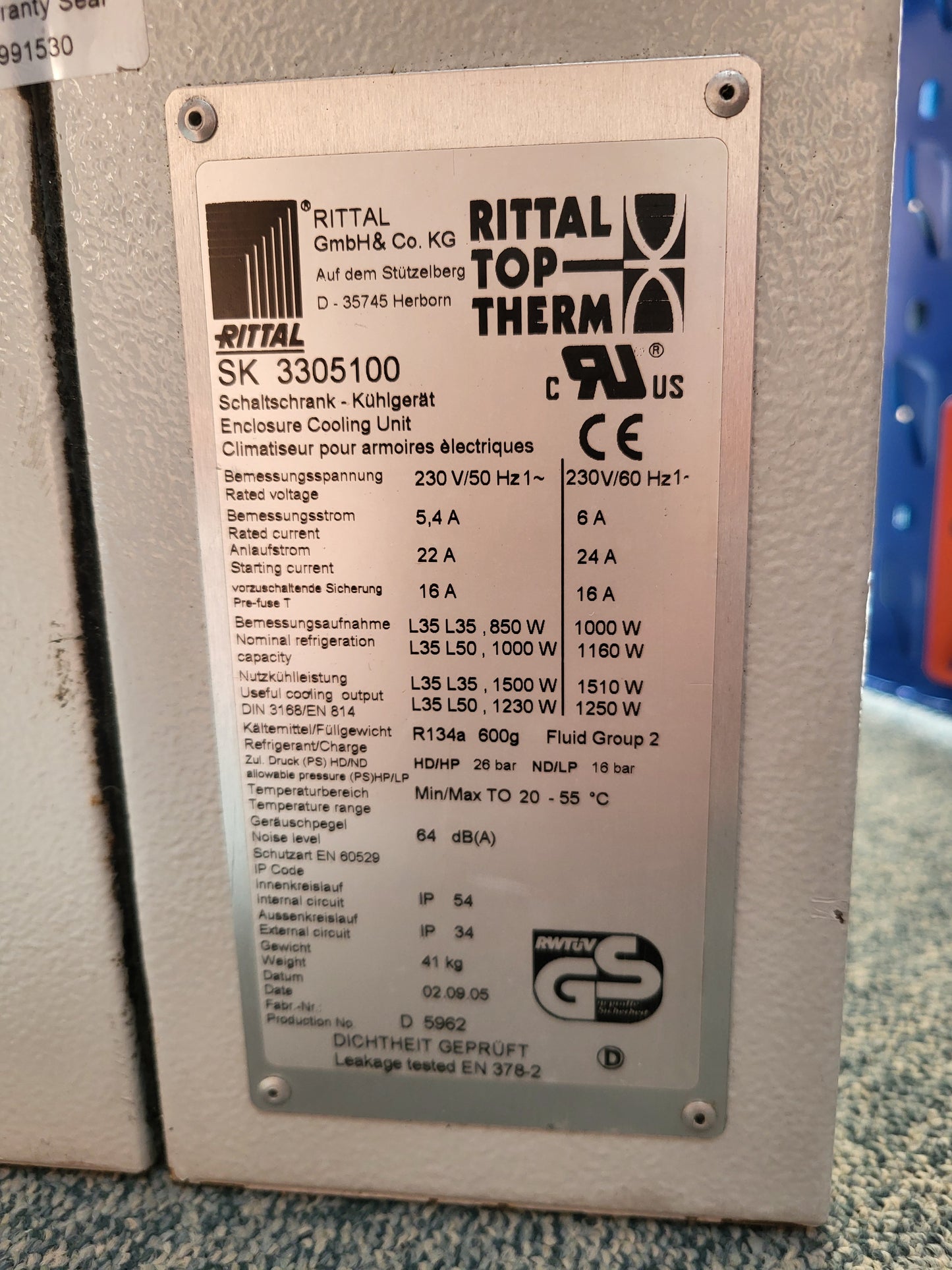 3305100 (SK3305.100) fali klíma, Rittal, 1230W - 1510W