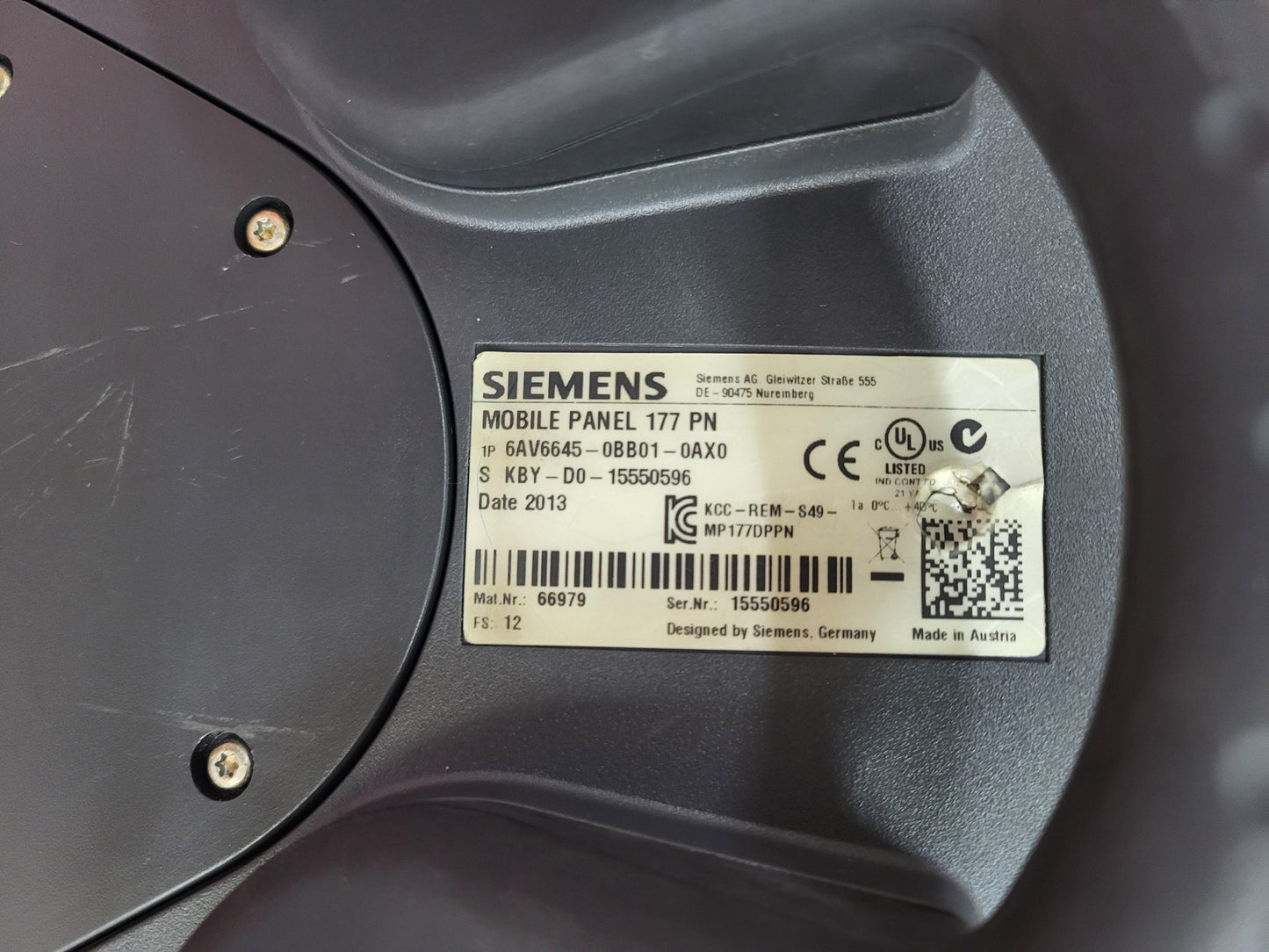 6AV6645-0BB01-0AX0, SIMATIC Mobile Panel 177 PN, Siemens