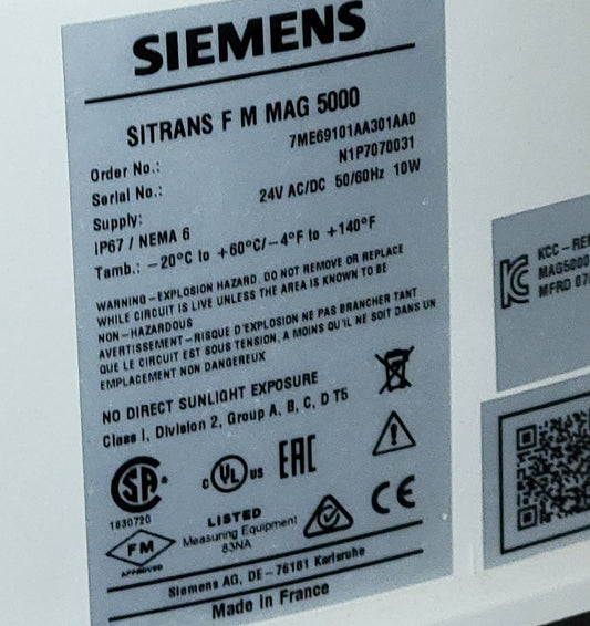 7ME6910-1AA30-1AA0, SITRANS FM, MAG 5000 jeladó, Siemens