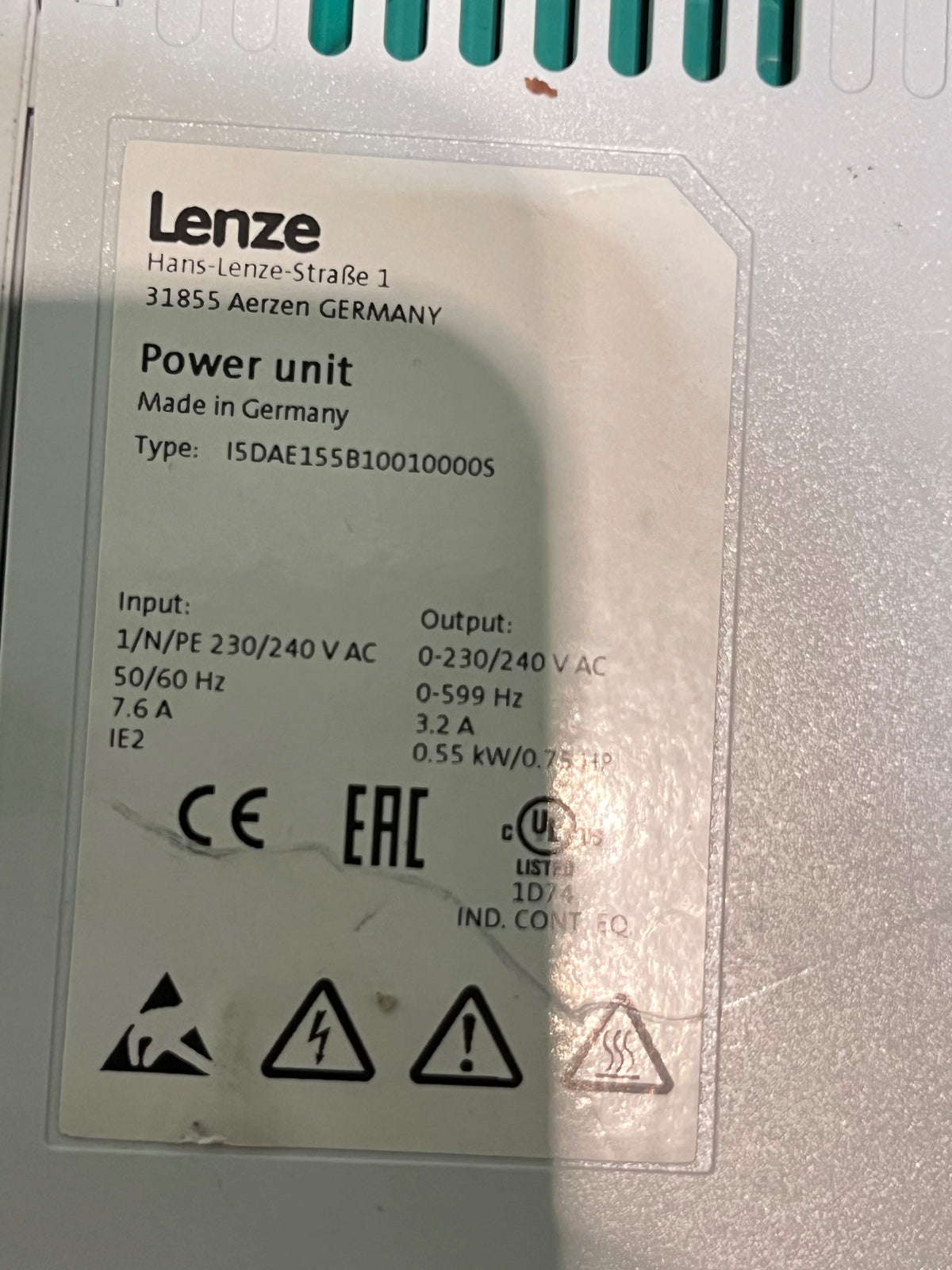 I5DAE155B10010000S, i550 cabinet-sorozat, Lenze vector frekvenciaváltó, 0.55kW