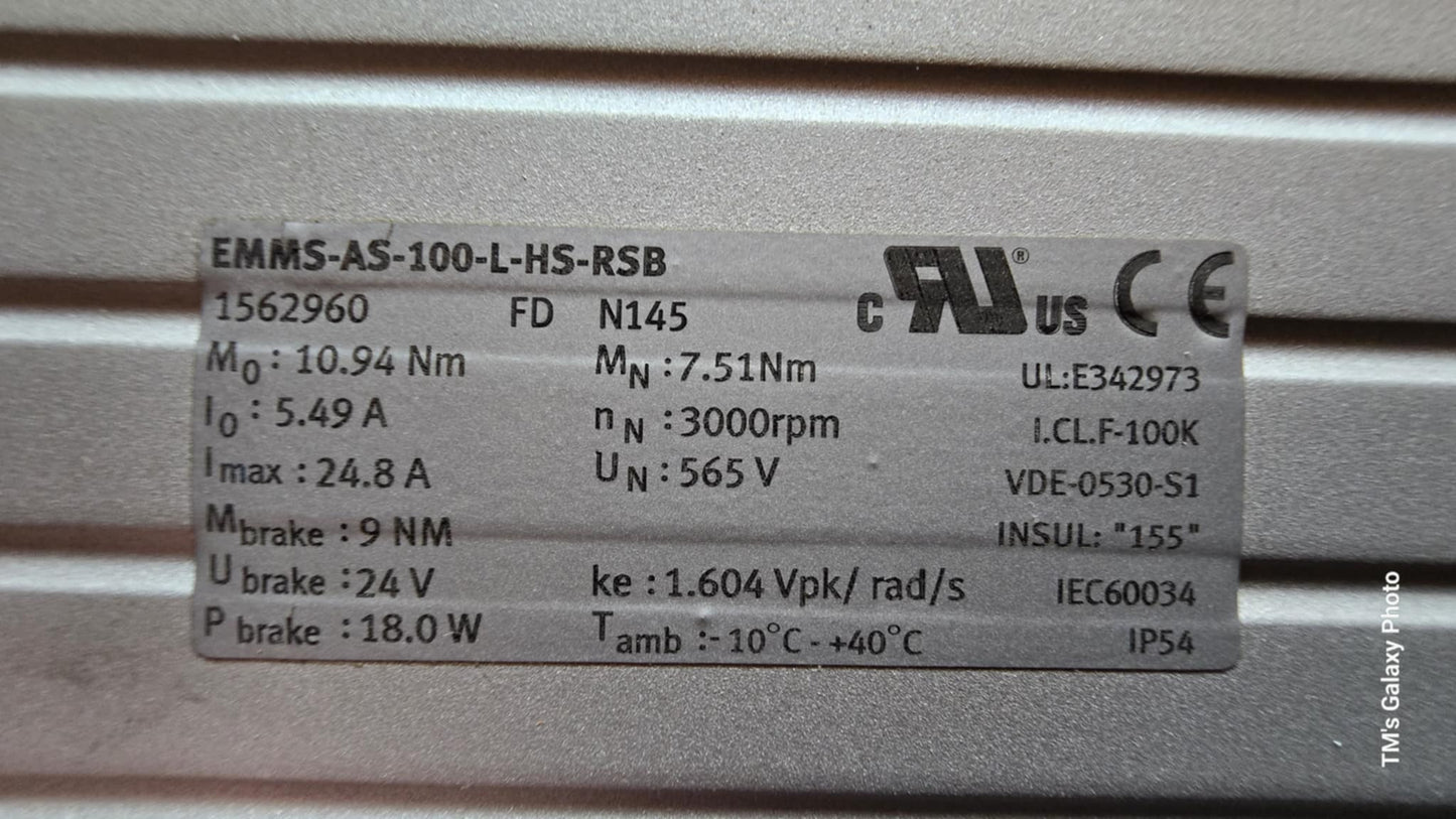 EMMS-AS-100-L-HS-RSB (1562960), 7.51Nm, 565V, 2.3kW, Festo, dc szervo motor, bolygóhajtóművel