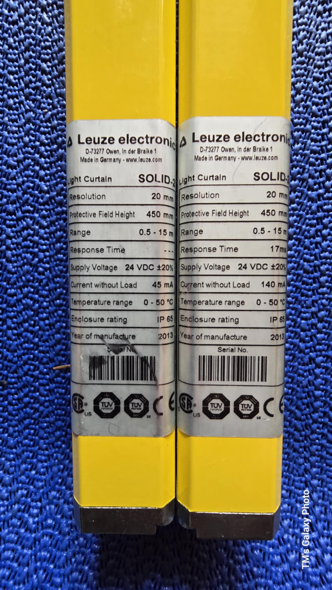 SD2T20-450 transmitter + SD2R20-450 receiver, Solid 2, Leuze light gate