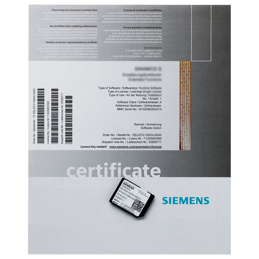 6FC5250-4AX20-3AH0, Siemens, SINUMERIK 840D CNC-Software für NCU 572, auf PCMCIA-Karte