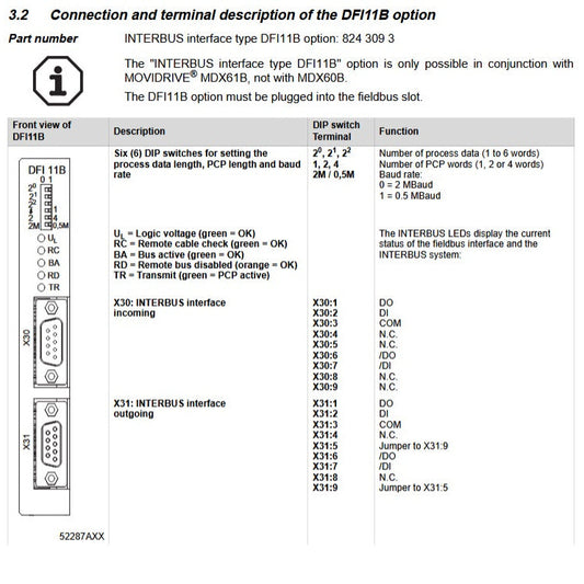 DFI11B, 8243093, Absolutwertgeber-Schnittstellenkarte, Optionskarte für die MDX60/61B-Serie, SEW-Wechselrichter