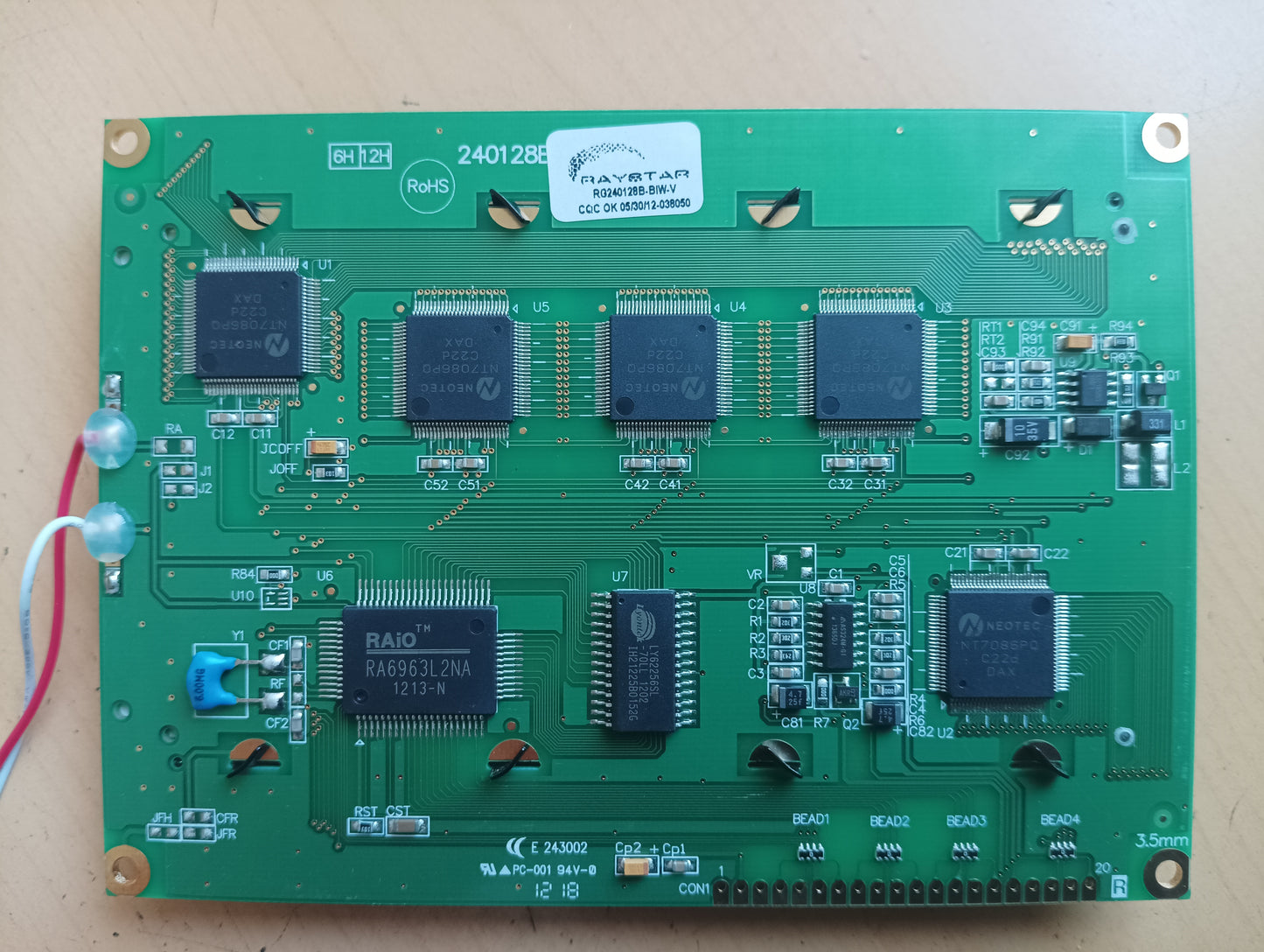 RG240128B-BIW-V, Raystar, monochrome, LCD display