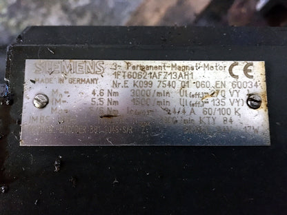 1FT6062-1AF71-3AH1, SIMOTICS S szinkron szervo motor, 4.6Nm, 270V