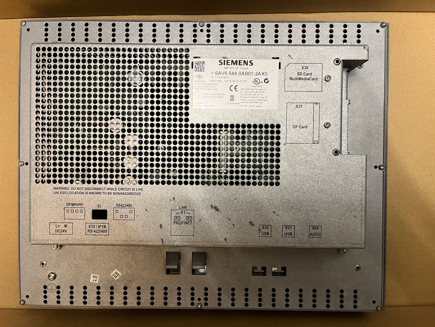 6AV6644-0AB01-2AX0, SIMATIC MP 377, 15", HMI, érintőképernyő, Siemens