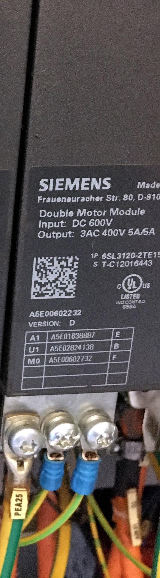 6SL3120-2TE15-0AA3, Sinamics S120, two-motor drive module, 2x5A