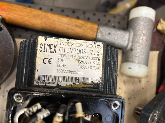 G11V200S-7.5 spaanafvoermotor, Simex, 0,2 kW, met 1:7,5 overbrengingsverhouding