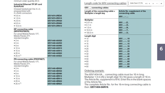 6XV1440-4AN10, csatlakozókábel Simatic Mobil Panel DP-hez (MPI/PROFIBUS), Siemens