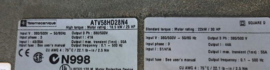ATV58HD28N4, variable speed drive, with heatsink - 18.5 kW - with class A EMC filter