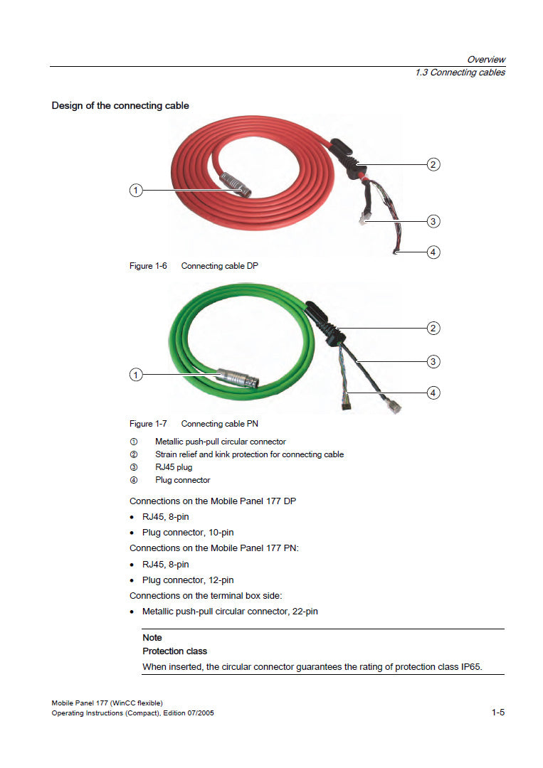 6XV1440-4AN10, csatlakozókábel Simatic Mobil Panel DP-hez (MPI/PROFIBUS), Siemens