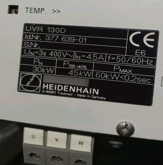 1095626-01, UVR130D, 45A, 30kW, regeneratív fékezőegység, Heidenhain