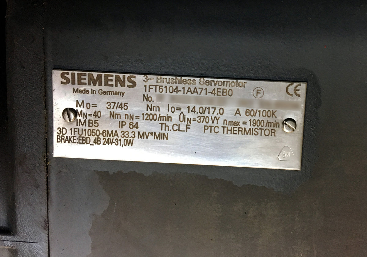 1FT5104-1AA71-4EB0, előtoló motor, 5kW, Siemens