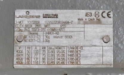 1TZ95032DB034AB4-Z aszinkron motor, 75kW, Lammers