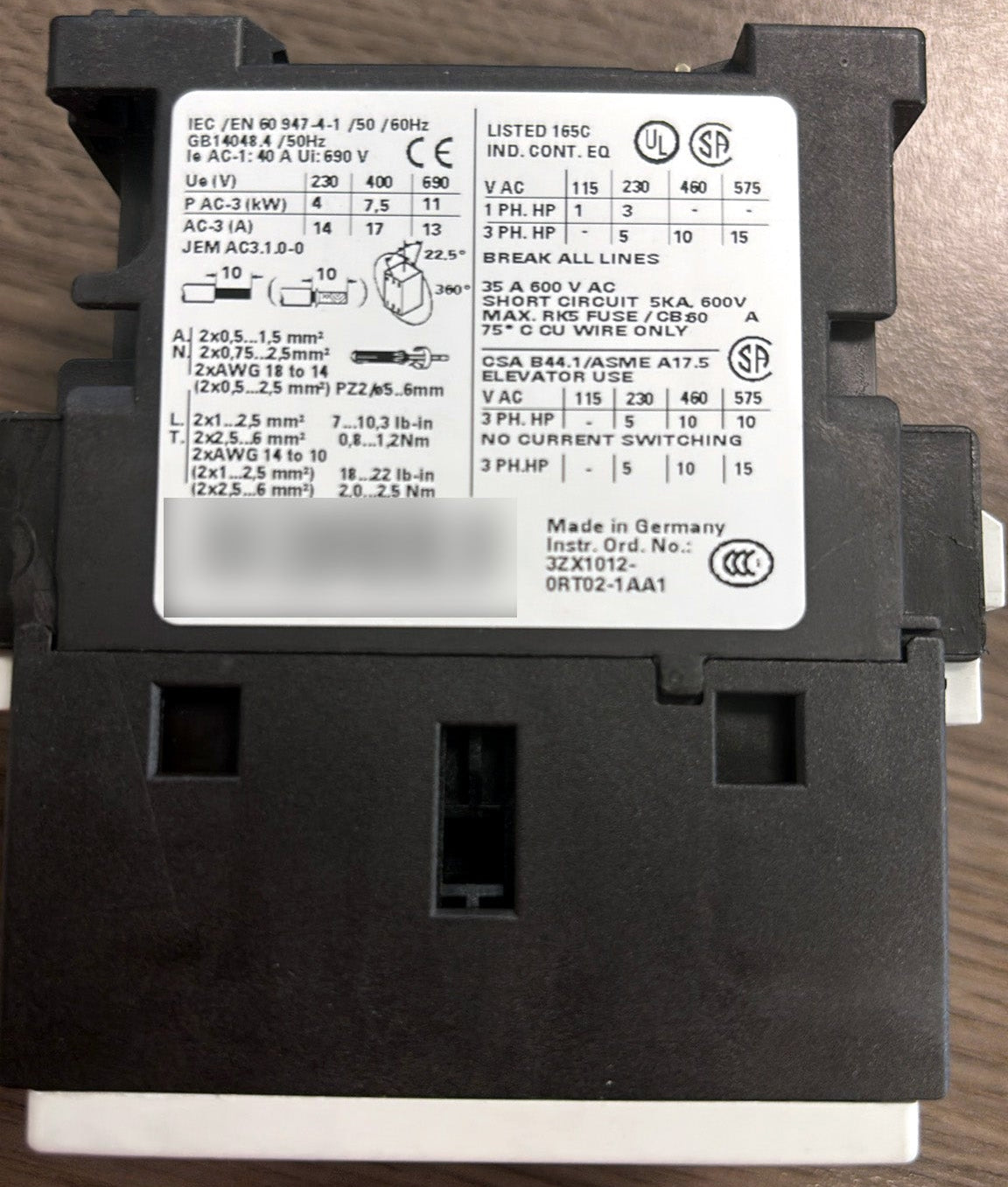 3RT1025-1AP00 mágneskapcsoló, 17A, 400V, 7.5kW, Siemens