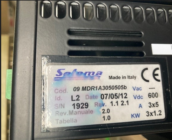 09MDR1A3050505b, SELEMA servo drive, 3 x 1.2kW