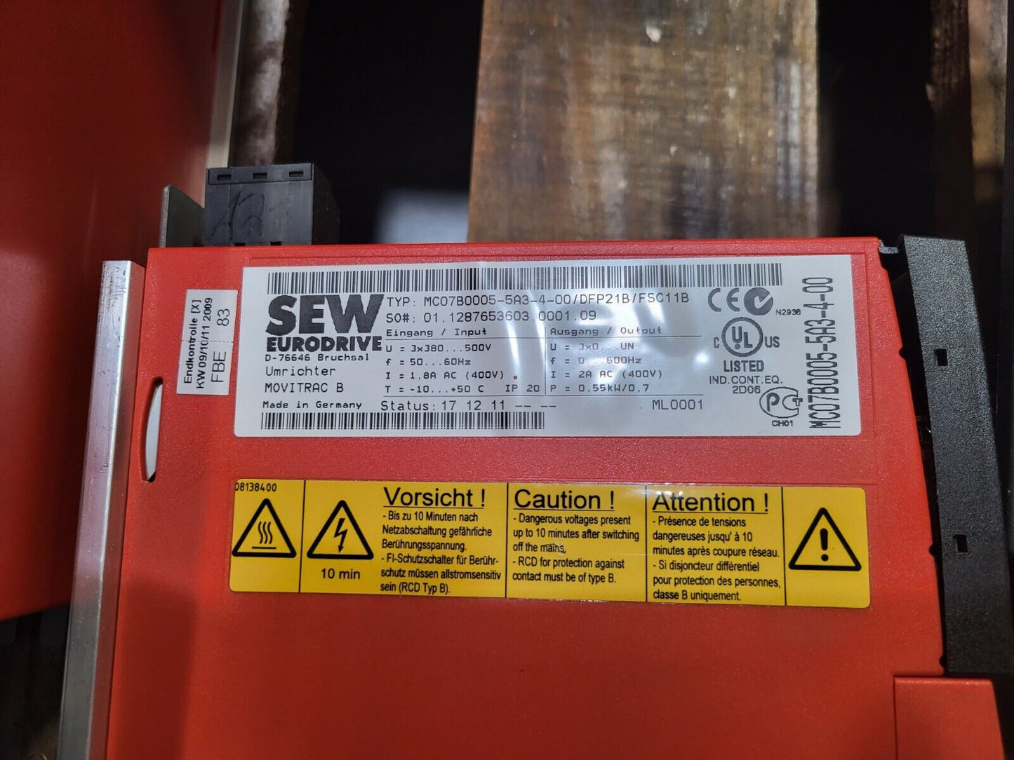 MC07B0005-5A3-4-00/DFP21B/FSC11B, SEW Movitrac B, Frequenzumrichtermodul, 0,55/0,7kW