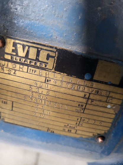 EHL160L4, EVIG, 18.5kW, 53.6A, 137Nm főmotor