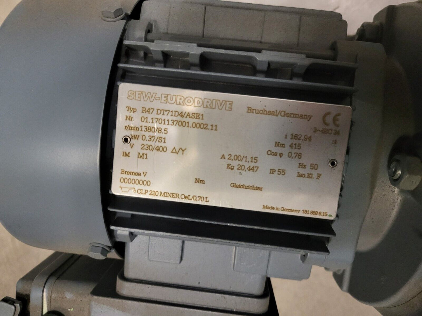 R47 DT71D4/ASE1, SEW-EURODRIVE, Stirnradgetriebemotor, 0,37kW