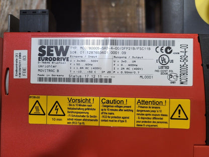 MC07B0005-5A3-4-00/DFP21B/FSC11B, SEW Movitrac B, Frequenzumrichtermodul, 0,55/0,7kW