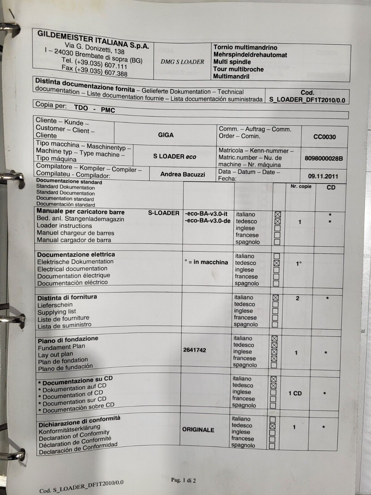 S-LOADER Eco, DMGEcoline, Guildemeister, 8098000028B OEM-cikkszámú száladagoló