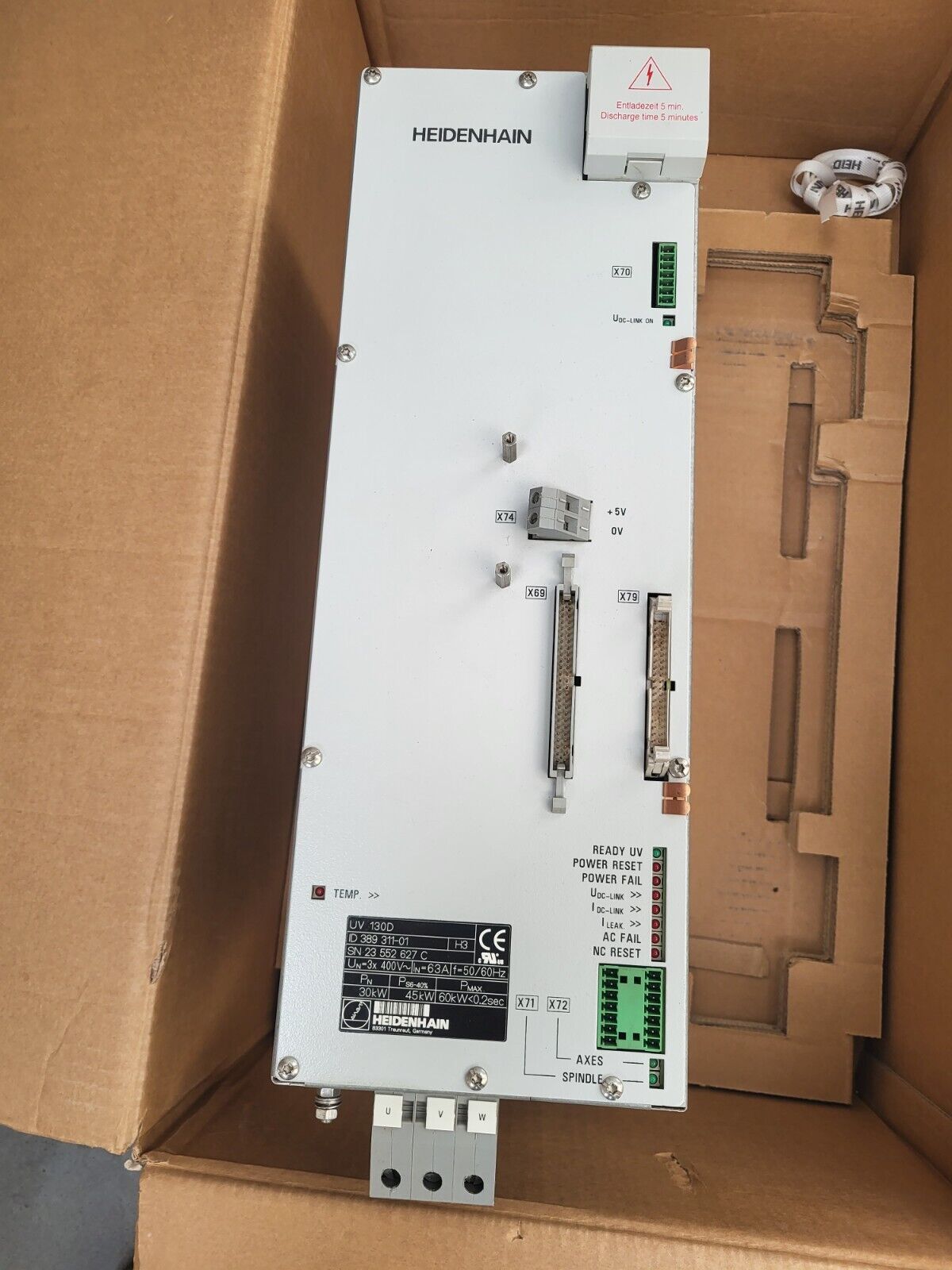 UV130D, (389311-01), 30kW, 63A, Heidenhain inverter tápegység értékesítési, csere és javítási lehetősége